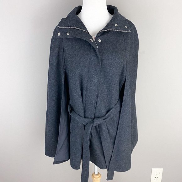 Mark & Graham Charlotte Gray Wool Cape NWT - Picture 2 of 6